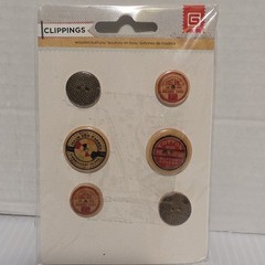 Basic Grey CLIPPINGS Scrapbook 12×12 Sticker Sheets, Snippets, Brads, Buttons