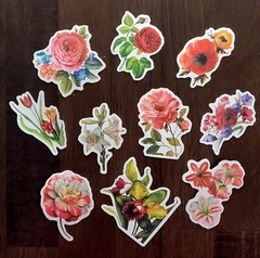 STICKERS x 10 Flowers Roses Poppy Gardenia Orchid Tulip Poppy Flower FL5
