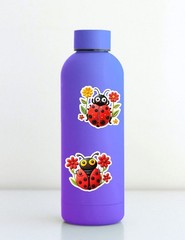 Ladybug with Flowers Die Cut Vinyl Stickers Set Scrapbooking Laptop Waterbottle
