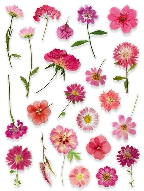 VINYL PRESSED FLOWER PHOTO STICKERS 7 7/8″X 5.75″ SHEET #1-P Pink