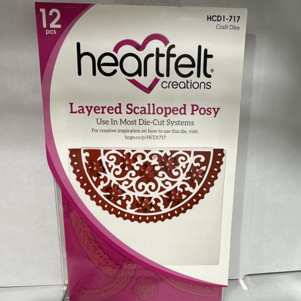 Heartfelt Creations Layered Scalloped Posy Craft Dies 12pcs Silver HCD1-717
