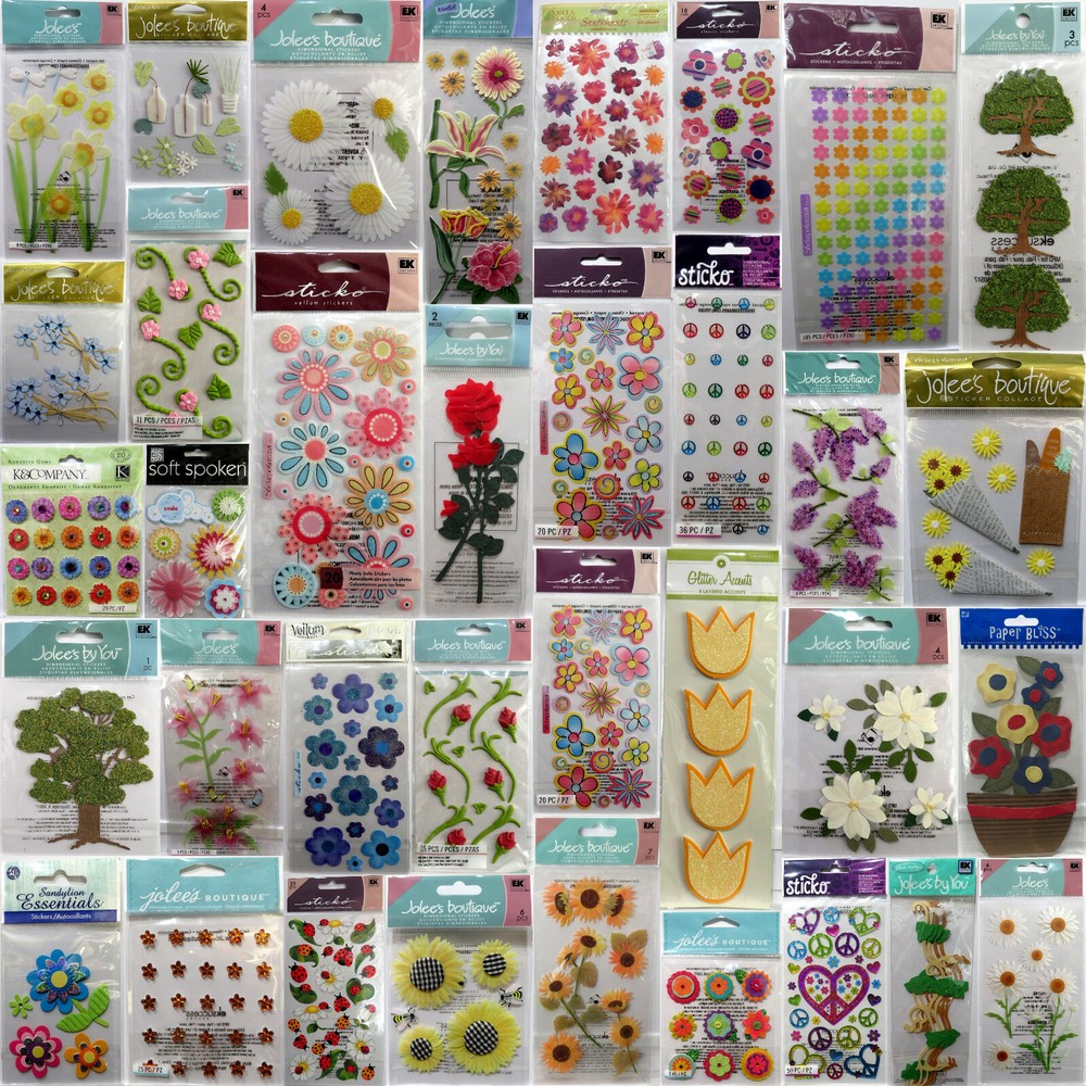 U Choose💋Flower Scrapbook Stickers Jolee’s Paper House Crafts Rose Daisy Floral
