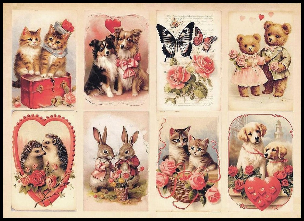 Stickers – Bear Butterfly Cat Dog Hedgehog Rabbit – Valentine’s Day CL144