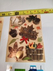 4 pk Scrapbooking Stickers Fall Autumn Pumpkin Leaves Scarecrow Tractor Horse