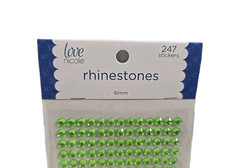 New Love Nicole Green Rhinestone Stickers 6MM Craft Embellishment 247 Count