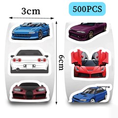 500Pcs/Roll Children Cars Reward Stickers School Students Cartoon Encourageme…