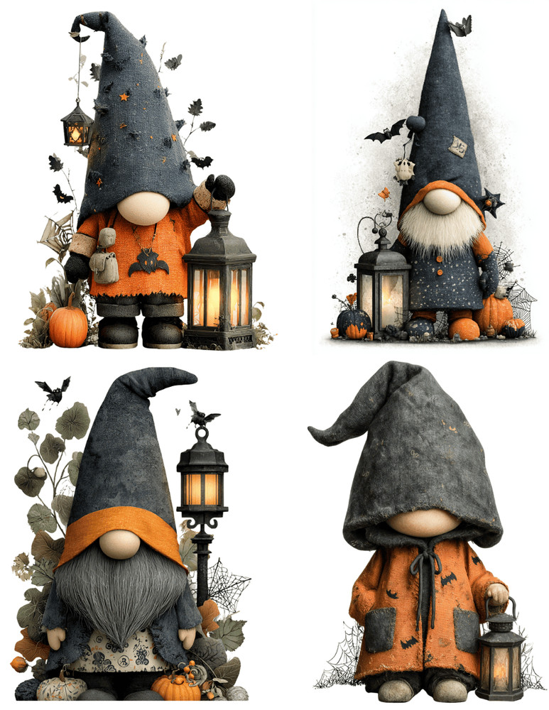 Halloween Gnomes Card Toppers Collage Sheet Supplies Scrapbook Junk Journal