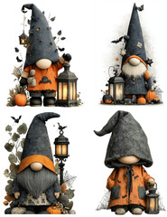 Halloween Gnomes Card Toppers Collage Sheet Supplies Scrapbook Junk Journal