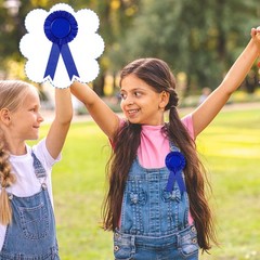 50 PCS Blank Award Ribbon Rosette Set Satin Participation Honorable Badge