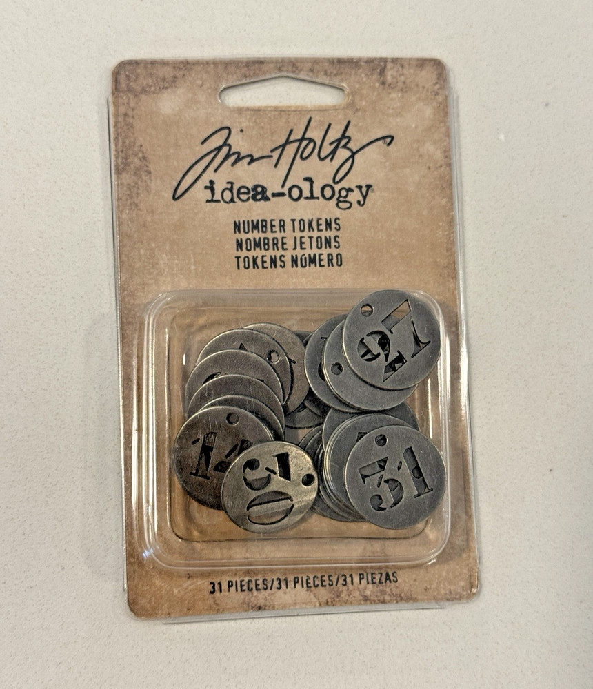 Tim Holz Idea-Ology Metal Number Tokens .75″ 31/Pkg Nickel TH93244 NEW