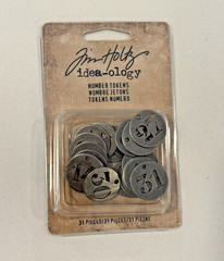 Tim Holz Idea-Ology Metal Number Tokens .75″ 31/Pkg Nickel TH93244 NEW