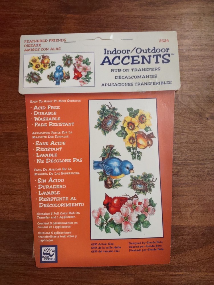 Indoor Outdoor Accents Rub On Transfers Feathered Friends 2524 Factory Sealed