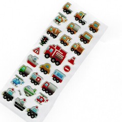 Kids Craft Fun Activity Sticker Truck Red Fire Engine Police Car Blue Helicopter