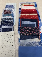 slow stitch junk journal kit Vintage Lace Fabrics Buttons Red White Blue Crafts