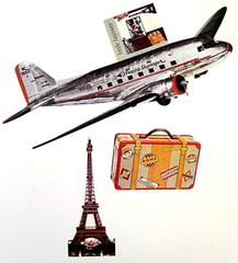Paper House Vintage Scrapbook Die Cuts – Airplane Suitcase Eiffel Tower 3pc Set