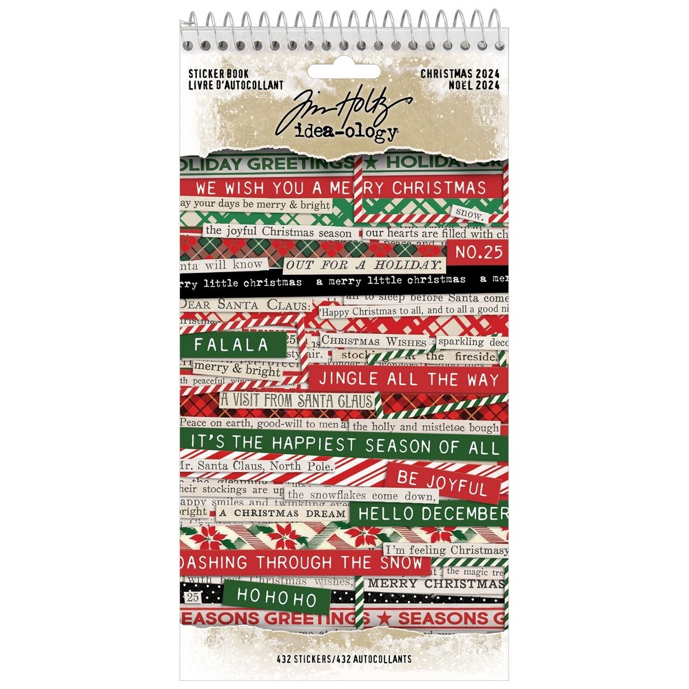 Tim Holtz Idea-ology STICKER BOOK – CHRISTMAS – 6 Sheets (432 Stickers) TH94415