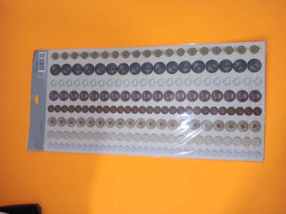 Assorted Decorative Craft Button Sticker Sheet Adhesive Round Embellishments
