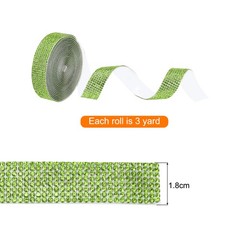0.7 Inch Self Adhesive Rhinestone Strips 3 Yard for Crafts,Light Green