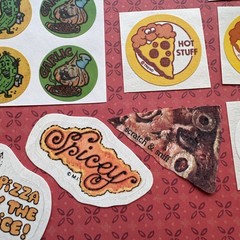 vintage 80s 90s + scratch & sniff PIZZA Stickers Sandylion Mark 1 Trend CTP Lot