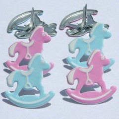 ROCKING HORSE SCRAPBOOKING DECORATIVE BRADS EYELET OUTLET 8 PCS 2 COLORS