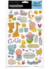 David Walker OH BABY! 3-D Epoxy Sticker Sheet (40+) Pcs scrapbooking