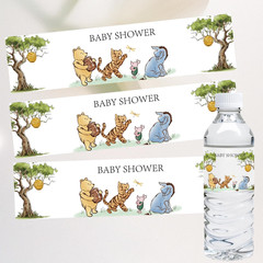 48PCS Vintage Winnie Water Bottle Labels Stickers Pooh Baby Shower Decoration…