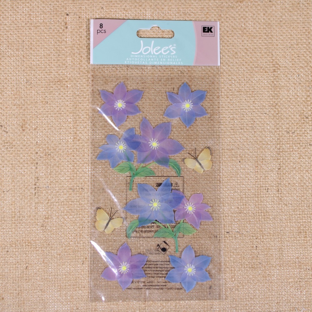 Jolee’s Purple Flowers Yellow Butterflies Dimensional Scrapbooking Stickers