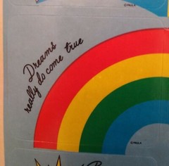 Vintage 80s RAINBOWS Stickers by Paula sun, cloud, star words rainbow stick ons
