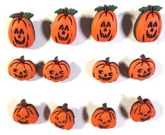 Pumpkin Jack O Lantern 3D Buttons 12pc for Scrapbooking Halloween Junk Journal