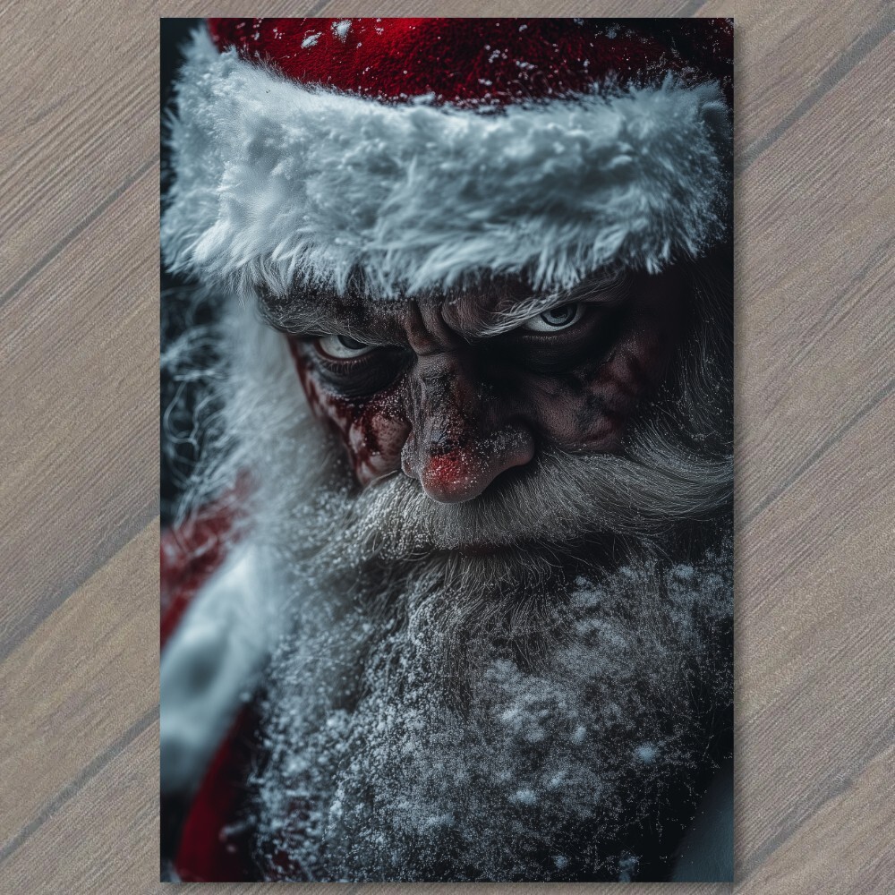 STICKER Sinister Santa Claus Evil Stare Snowy Beard Horror Menacing Xmas