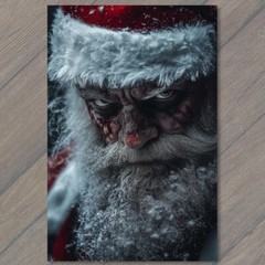 STICKER Sinister Santa Claus Evil Stare Snowy Beard Horror Menacing Xmas