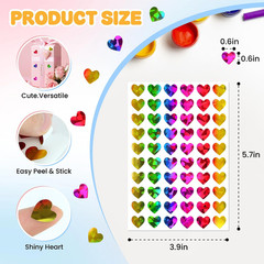 1800Pcs Holographic Heart Stickers, 0.6in Rainbow Tiny Stickers for Kids Rewa…