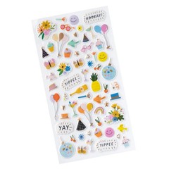 American Crafts LIFE OF THE PARTY ICONS (62) PUFFY STICKERS gold foil accents