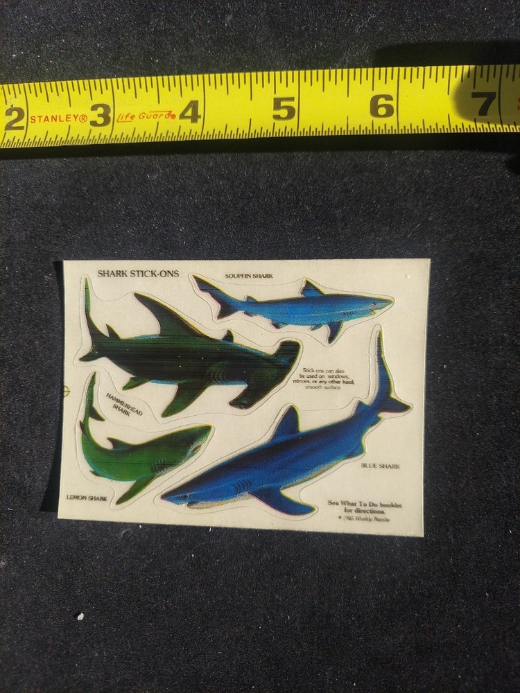 Vintage 1985 Weekly Reader Shark Stick-ons Sheet