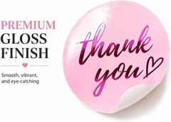 500 Pcs Thank You Stickers – 1.5 Inch Pink Round Labels with Purple Foil Scri…