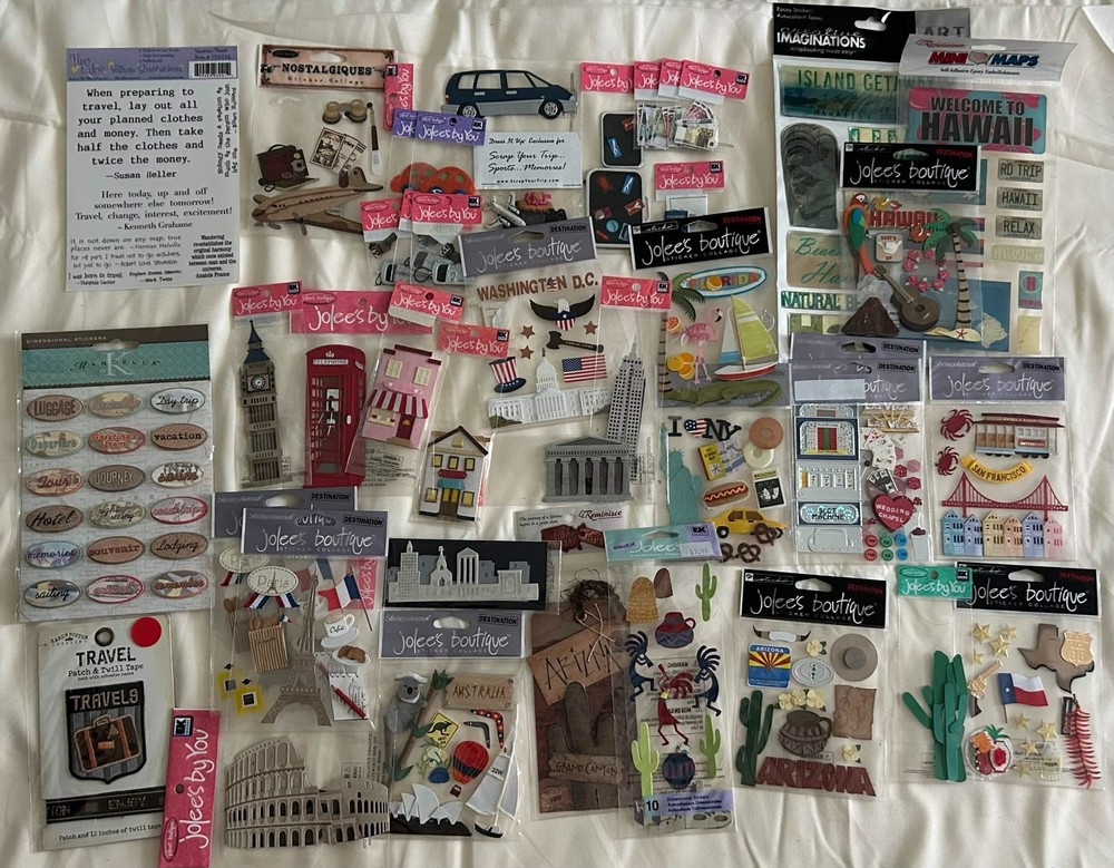 Large Lot Travel Vacation Landmarks Passport Jolee’s Scrapbook Embellishments