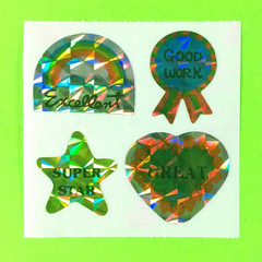 Vintage Prismatic Encouraging Words Award Great 7 Sticker Mod