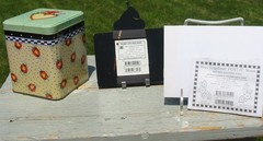 Retired Mary Engelbreit 4 Lot Tin Box Recipe Cards Post It Magnet Cherries Folks