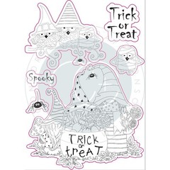 New Craft Consortium Clear rubber Stamp set HALLOWEEN TRICK OR TREAT freeUSAship