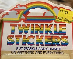 NOS Vintage 80s Prismatic Twinkle Frog Stickers Sparkle Glimmer sheet is white