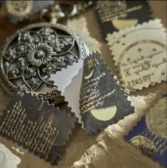 10pcs Bronzing Vintage Map Stamp Stickers- SM/MD Sized-Scrapbook, Journal, DIY