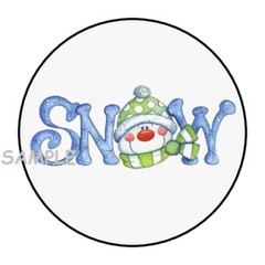 30 CUTE SNOW ENVELOPE SEALS LABELS STICKERS 1.5″ ROUND SNOWMAN CHRISTMAS FAVORS