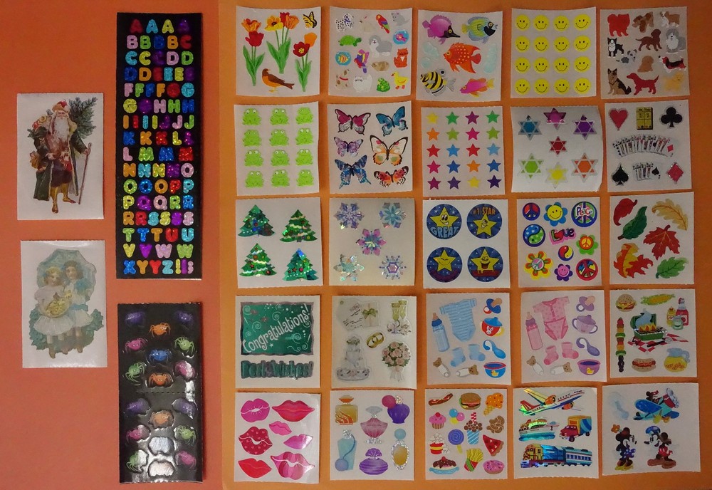 Sandylion Vintage Sticker Lot 30 Mods Prismatic Glitter Mylar Vintage 90s