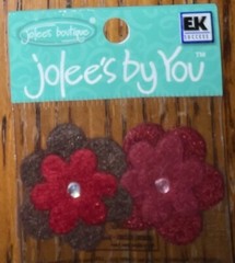 Lot #4 – 3 Jolees Mini Flowers Red White Blue Brown Scrapbook Felt Embellishment