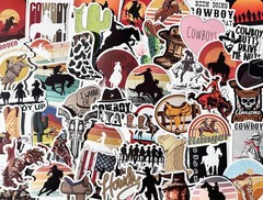Cute COWBOY stickers, ranch, horse, hat, 50pcs, Decal, cowboys, western