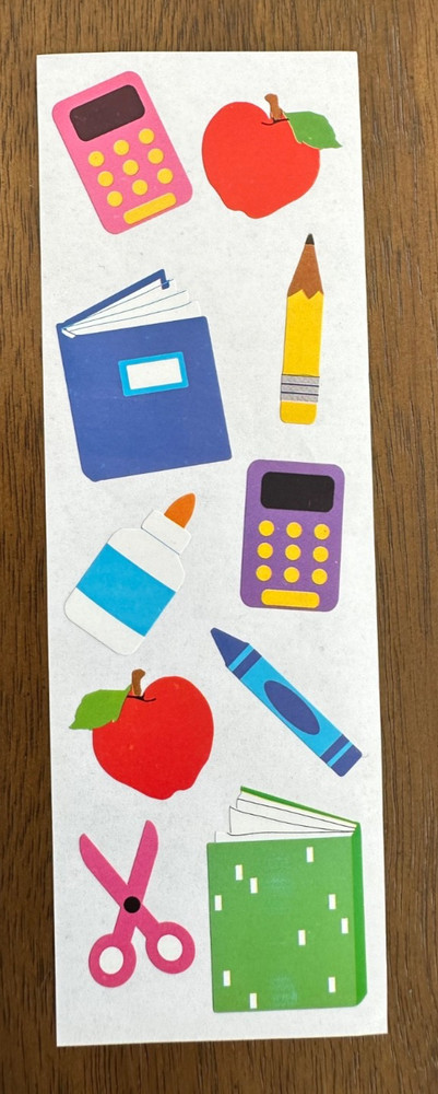 Rare Mrs. Grossman Ltd Edition SCHOOL Sticker Strips ~SUPPLIES~BOOKS~HATS ~ NEW
