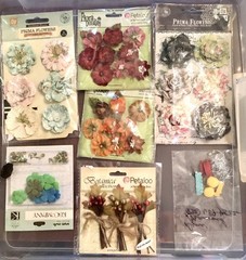 Lot of 4 NIP PRIMA FLOWERS Paper Flowers Embellishment Spring, Easter Scrapbook