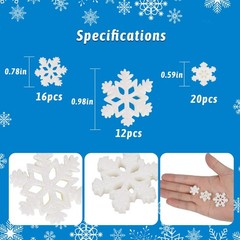FOIMAS Tiny Resin Snowflake Decor,48pcs White Glitter