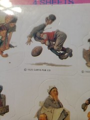 Vintage NORMAN ROCKWELL Sticker 4 Sheet Pack CURTIS Publishing Co Hallmark 1990