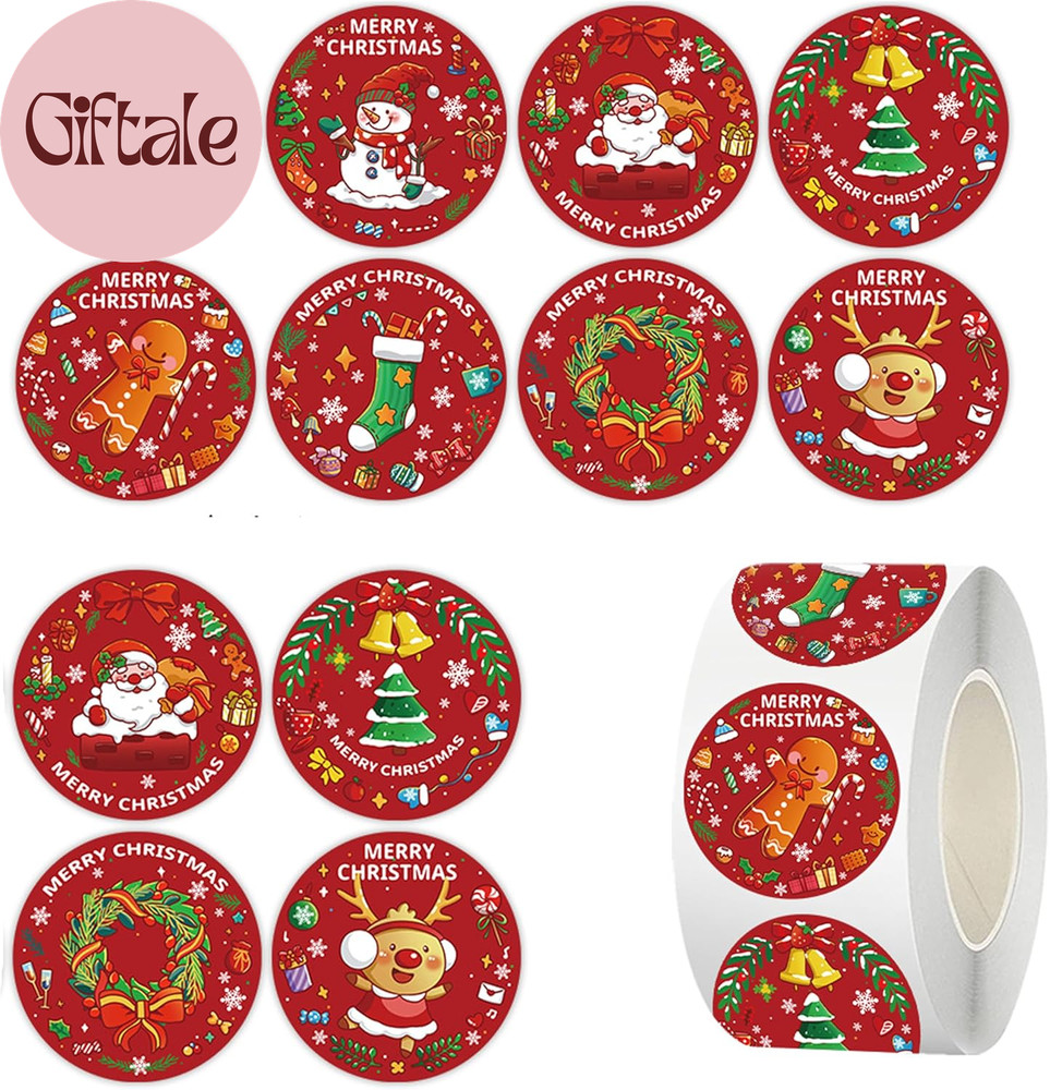 500 Pcs Christmas Stickers 1.0Inch Winter Holiday Envelope Stickers round Xmas L